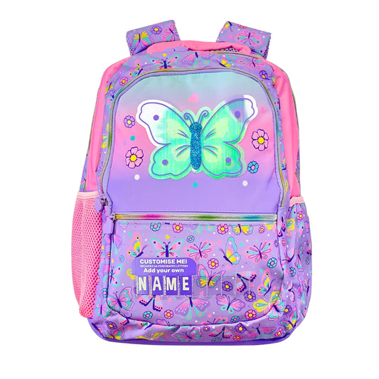 Butterfly Name Backpack Set (Bag, Pencil Case) - Girls
