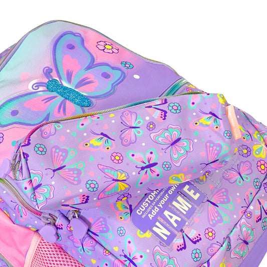 Butterfly Name Backpack Set (Bag, Pencil Case) - Girls