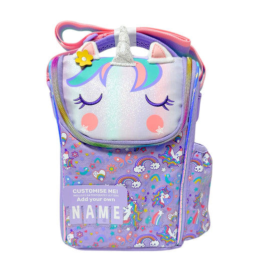Lunch Bag (Customized Name Edition) - Purple unicorn - Girls