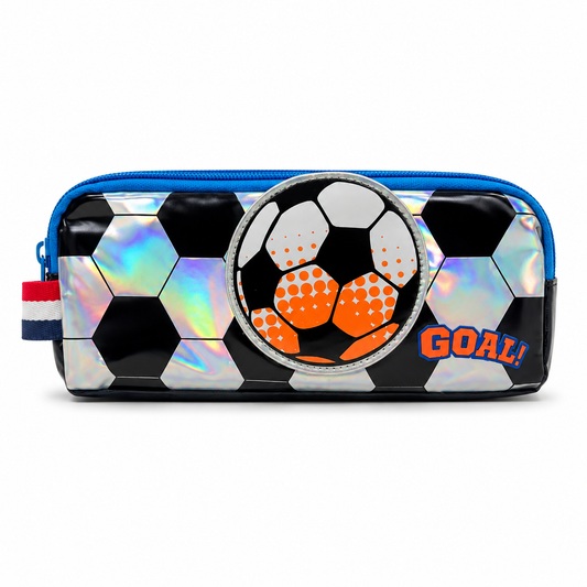 Poppyplums personalised football pencil case for boys – custom name on soft pencil case.