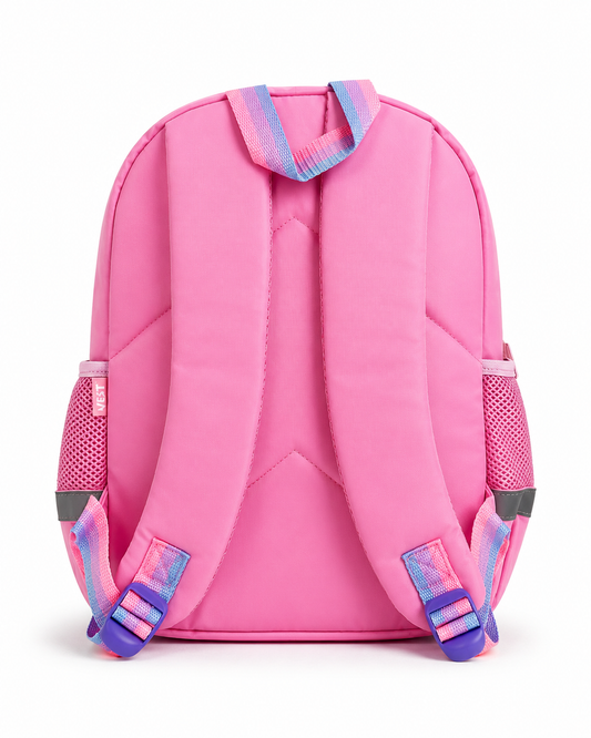 Custom name kids school backpack – large size with multiple compartments.