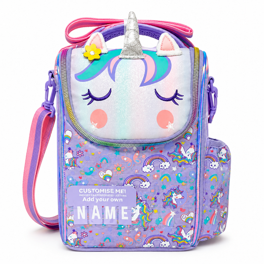 Lunch Bag (Customized Name Edition) - Purple unicorn - Girls
