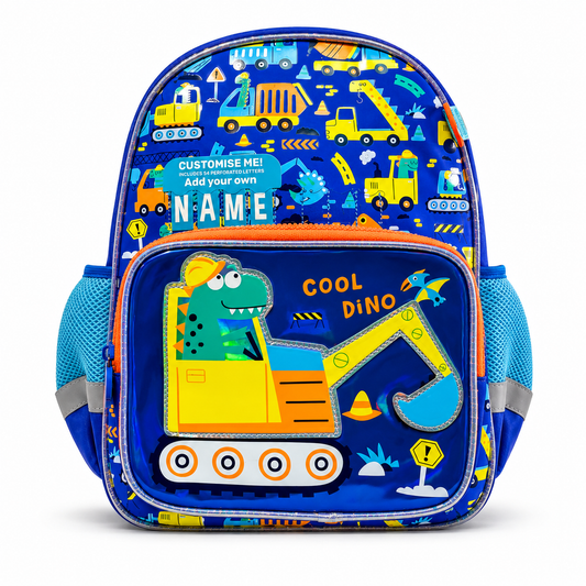 Digger backpack for boys – perfect for school, nursery and day trips. Poppyplums.
