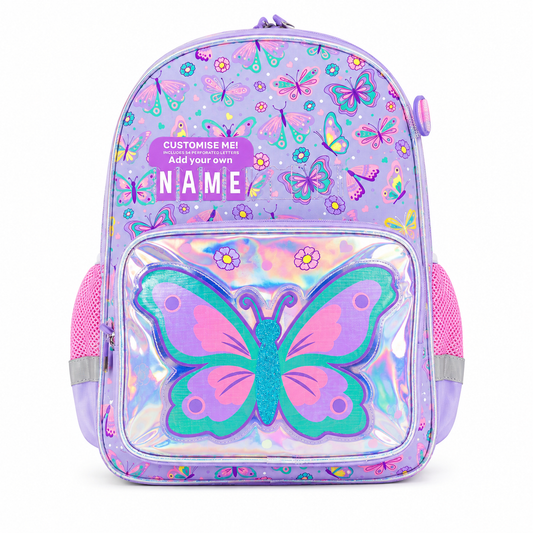 Poppyplums personalised large school backpack for girls – custom name edition.