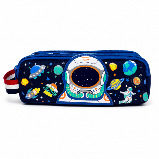 Poppyplums personalised space pencil case for kids – custom name on soft pencil case.